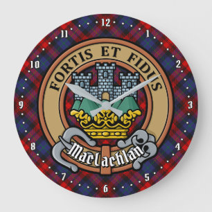 Reloj Redondo Grande Clan MacLachlan Escudo sobre Tartán