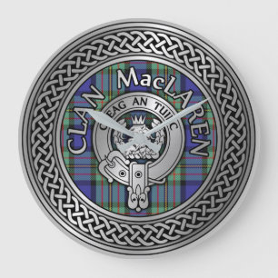 Reloj Redondo Grande Clan MacLaren Escudo & Tartan Knot