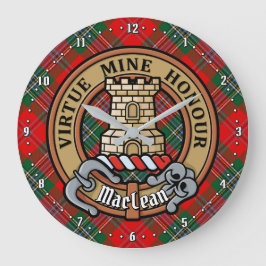 Reloj Redondo Grande Clan MacLean Escudo sobre Tartán