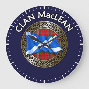 Reloj Redondo Grande Clan MacLean Tartan Knot & Flag