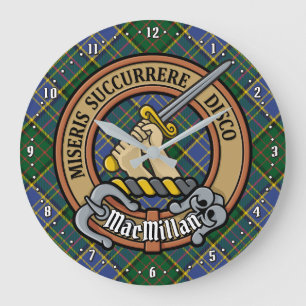 Reloj Redondo Grande Clan MacMillan Escudo sobre la caza de tartán