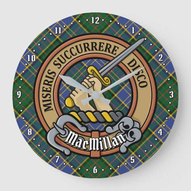 Reloj Redondo Grande Clan MacMillan Escudo sobre la caza de tartán (Anverso)