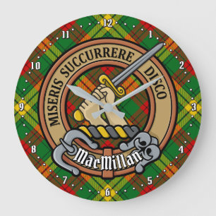 Reloj Redondo Grande Clan MacMillan Escudo sobre Tartán