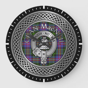 Reloj Redondo Grande Clan MacNeil Escudo y Tartan Knot