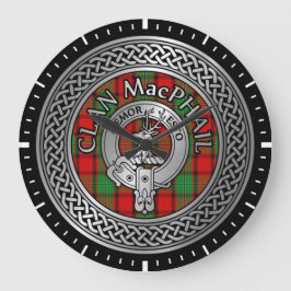 Reloj Redondo Grande Clan MacPhail Escudo y Tartan Knot