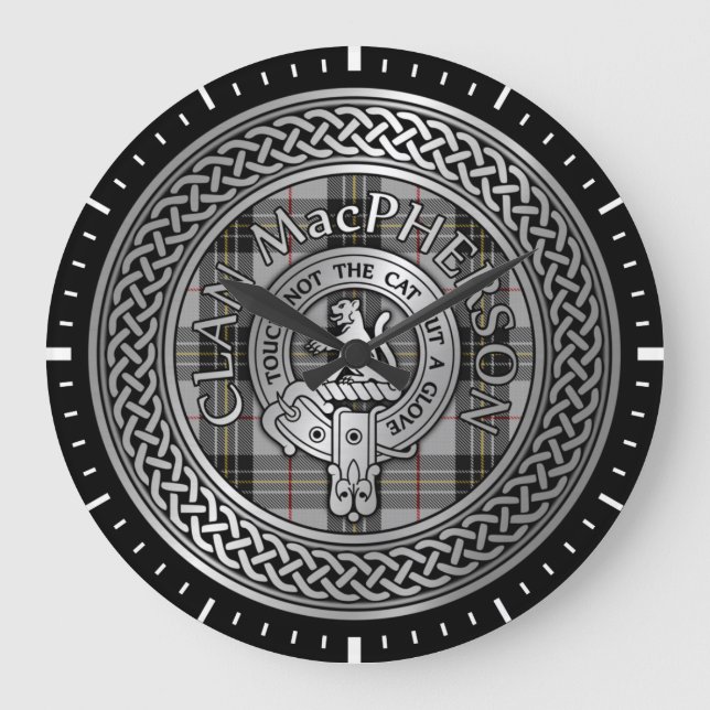 Reloj Redondo Grande Clan MacPherson Escudo & Tartan Knot (Anverso)