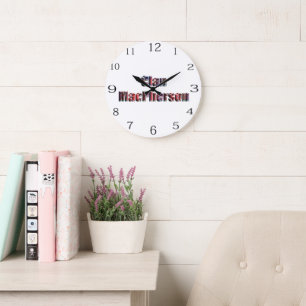 Reloj Redondo Grande Clan Macpherson Tartan Name, Wall Clock