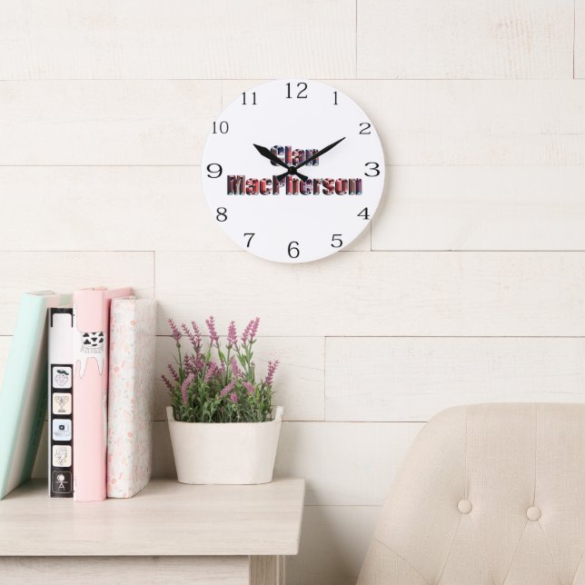Reloj Redondo Grande Clan Macpherson Tartan Name, Wall Clock (Sala de lectura)