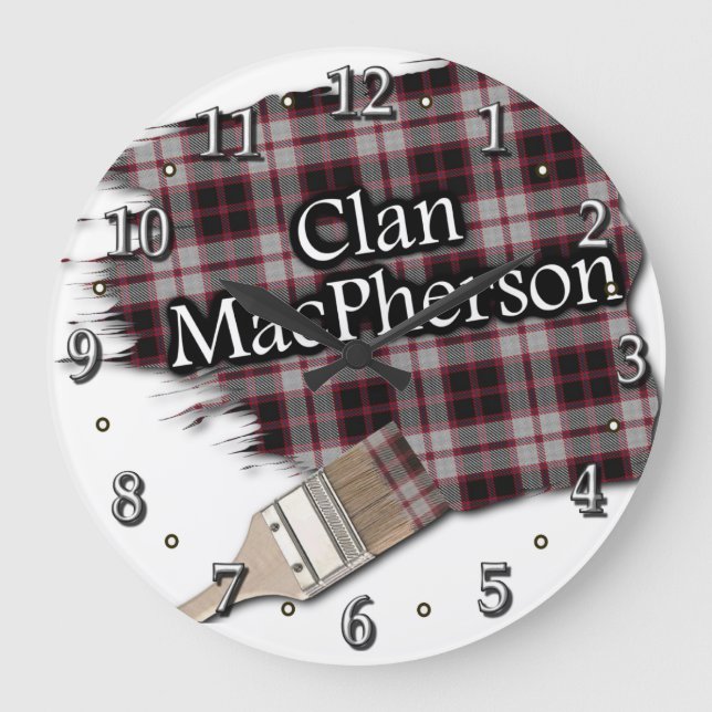 Reloj Redondo Grande Clan MacPherson Tartan Paint Brush Clock (Anverso)