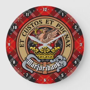 Reloj Redondo Grande Clan Marjoribanks Escudo sobre Tartán
