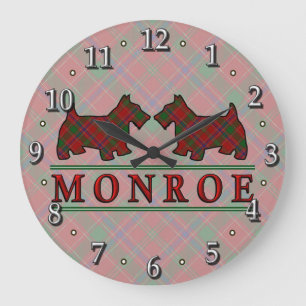 Reloj Redondo Grande Clan Monroe Munro Tartan Scottie Dogs