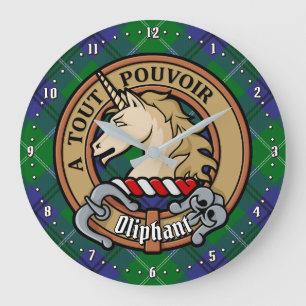 Reloj Redondo Grande Clan Oliphant Escudo sobre Tartán