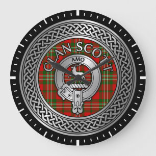 Reloj Redondo Grande Clan Scott Escudo y Tartan Knot reloj grande
