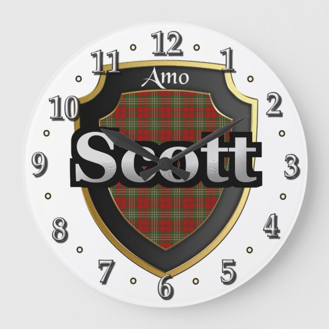 Reloj Redondo Grande Clan Scott Tartan Scottish Dream Clock (Anverso)