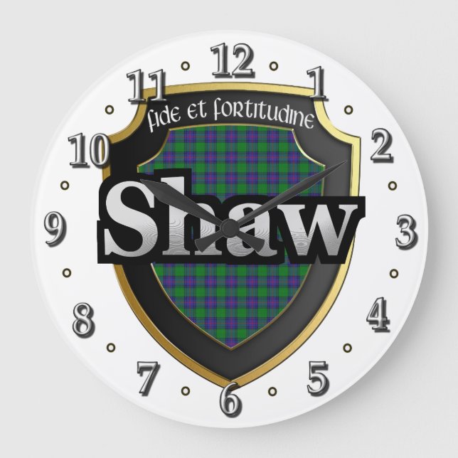 Reloj Redondo Grande Clan Shaw Tartan Scottish Dream Clock (Anverso)