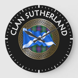 Reloj Redondo Grande Clan Sutherland Tartan Knot & Flag