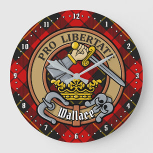 Reloj Redondo Grande Clan Wallace Escudo por Tartán