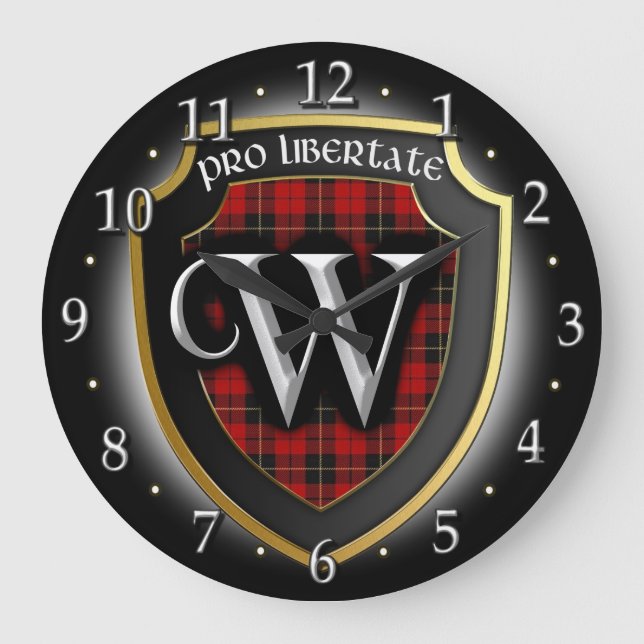 Reloj Redondo Grande Clan Wallace Tartan Clock (Anverso)