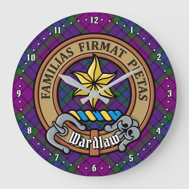 Reloj Redondo Grande Clan Wardlaw Escudo sobre Tartán (Anverso)