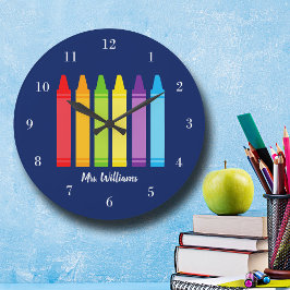 Reloj Redondo Grande Clase de Personalizado de profesores de Crayon