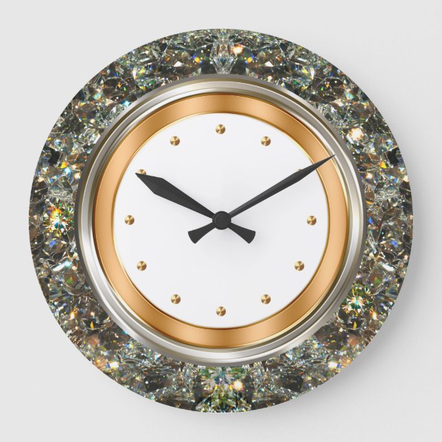 Reloj Redondo Grande Clásica Glitzy Bling Style Wall (Anverso)