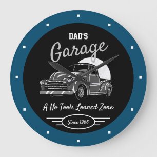Reloj Redondo Grande Clásico camionero chevy garaje de papá llamado azu