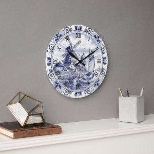Reloj Redondo Grande Clásico Chic Vintage Molino de Viento Holandés Del