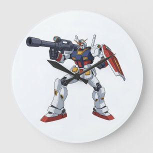 Reloj Redondo Grande Clásico Retro RX-78-2 Gundam Mecha Anime Ilustraci