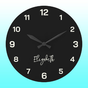 Reloj Redondo Grande Clásico y elegante nombre negro e marfil