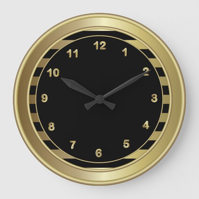 Reloj Redondo Grande Clásicos números de oro y negro (Anverso)