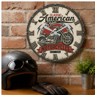 Reloj Redondo Grande Classic American Motorcycles Vintage Cruiser 