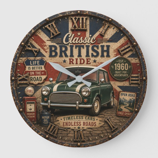 Reloj Redondo Grande Classic British Car (Anverso)