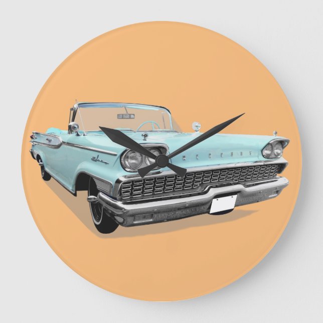 RELOJ REDONDO GRANDE CLASSIC CAR BABY BLUE CLOCK (Anverso)