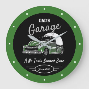 Reloj Redondo Grande Classic Chevy Truck Garage Dad's Any Name Green