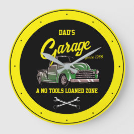 Reloj Redondo Grande Classic Chevy Truck Garage Name Black Yellow