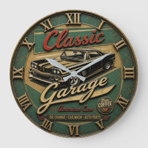 Reloj Redondo Grande Classic Garage American Cars Vintage Muscle Car