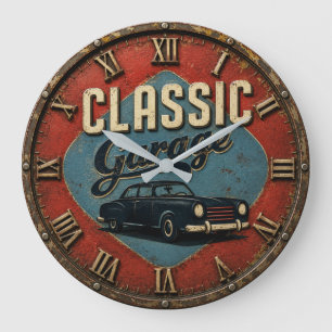 Reloj Redondo Grande Classic Garage Vintage Car Retro Automobile Garage