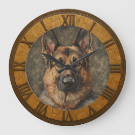 Reloj Redondo Grande Classic German Shepherd Rustic Art Home & Office