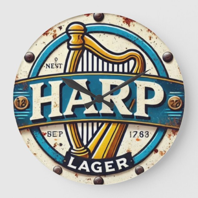 Reloj Redondo Grande Classic Harp Lager Beer Logo Round (Anverso)