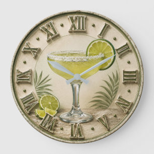 Reloj Redondo Grande Classic Margarita Lime Cocktail Bar Decor
