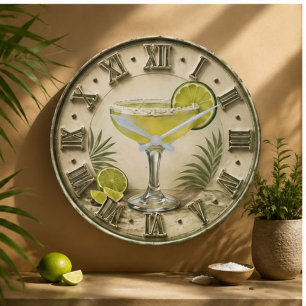 Reloj Redondo Grande Classic Margarita Lime Cocktail Bar Decor