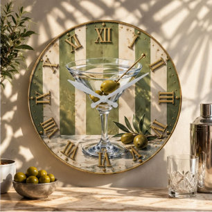 Reloj Redondo Grande Classic Martini Cocktail Bar Decor
