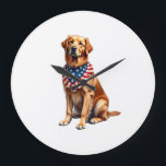 Reloj Redondo Grande Classic Patriotic Golden Retriever Vintage Shirt 2<br><div class="desc">Classic Patriotic Golden Retriever Vintage Shirt 2</div>