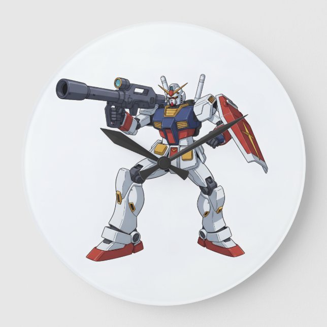 Reloj Redondo Grande Classic Retro RX-78-2 Gundam Mecha Anime Illustrat (Anverso)