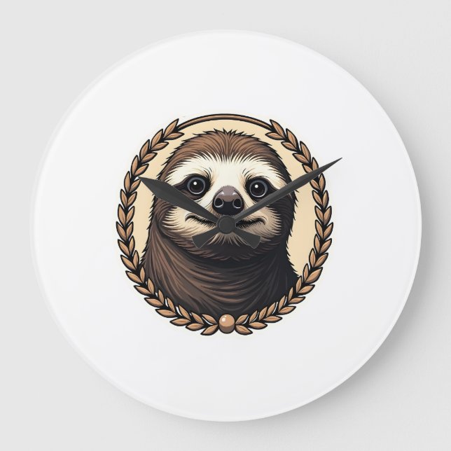 Reloj Redondo Grande Classic Sloth Engraving Nature Shirt (1) (Anverso)