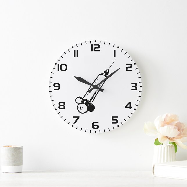 Reloj Redondo Grande Classic Syringe Sketch Medical Equipment (Subido por el creador)