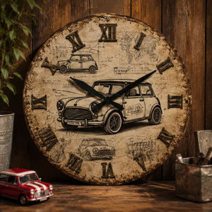 Reloj Redondo Grande Classic Vintage British Car