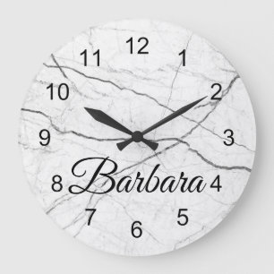 Reloj Redondo Grande Classic White Marble Depiction Black Name