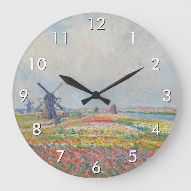 Reloj Redondo Grande Claude Monet - Campos de Tulipanes cerca de La Hay (Anverso)