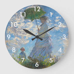 Reloj Redondo Grande Claude Monet - El Paseo, Mujer con Paraguas